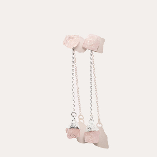 Raw Drop Rose Quartz | Metallic Foil
